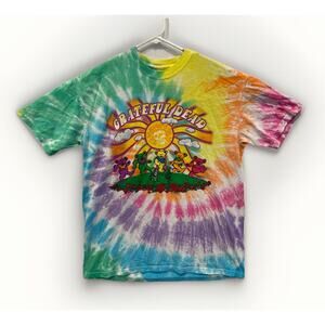 Grateful Dead Liquid Blue Shirt Men's L Multicolor‎ Tee Tie Dye Band Skull Roses